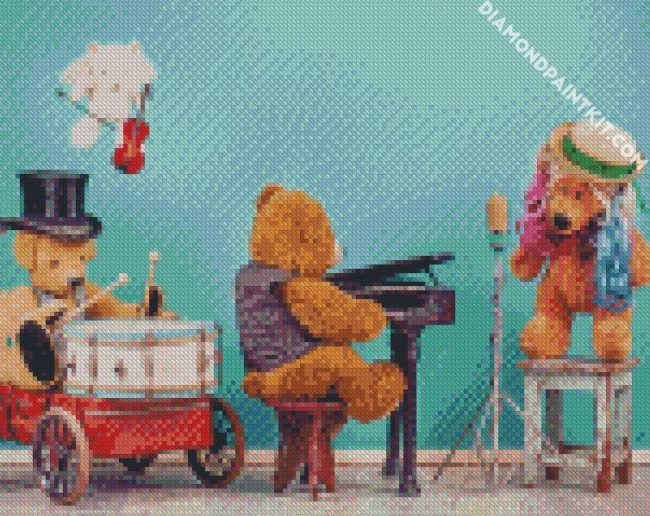 Vintage Musician Teddy Bears diamond painting