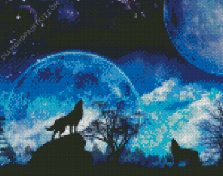 Wolves Howling diamond painting