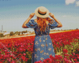 Woman In A Field Of Flowers diamond painting