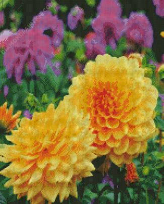 Yellow Dahlia Flowers diamond painting