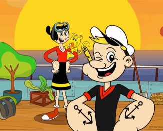 Young Popeye And Olive diamond painting