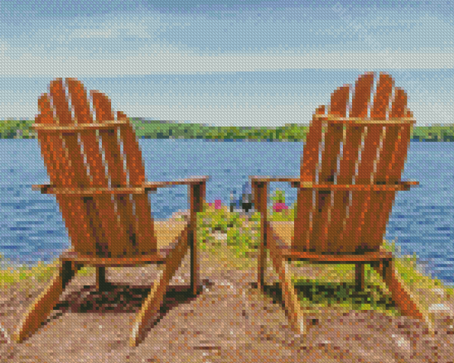 Adirondack Chair By Lake diamond painting
