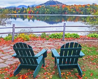 Aesthetic Adirondack Chair By Lake diamond painting