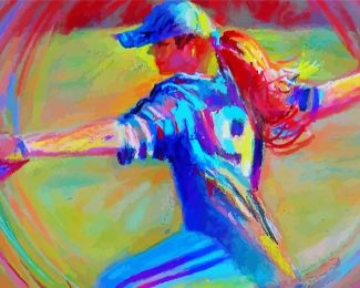 Softball Pitching Abstract diamond painting