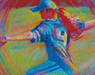 Softball Pitching Abstract diamond painting