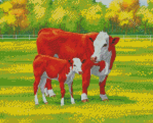 Hereford Cows diamond painting