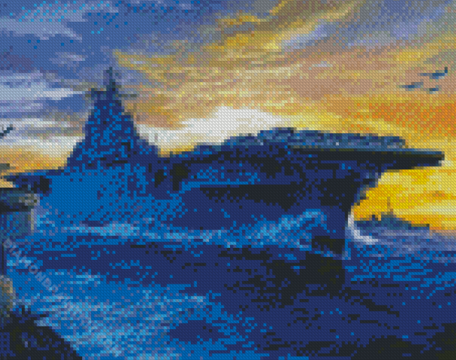 Military Ships USS Enterprise At Sunset diamond painting