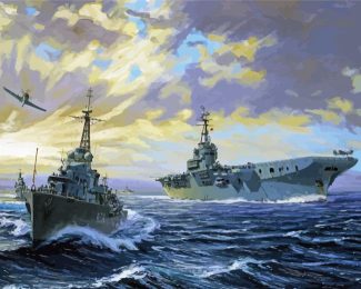 Military Ships USS Enterprise In The Ocean diamond painting