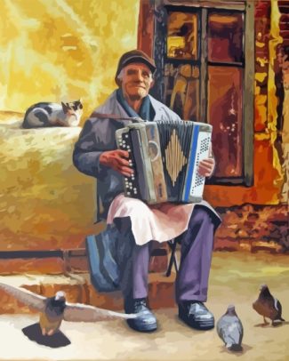 The Old Accordion Player diamond painting