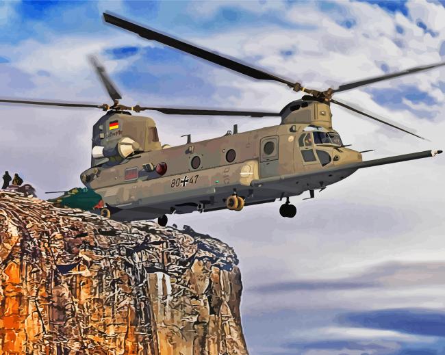 Grey Chinook Helicopter diamond painting