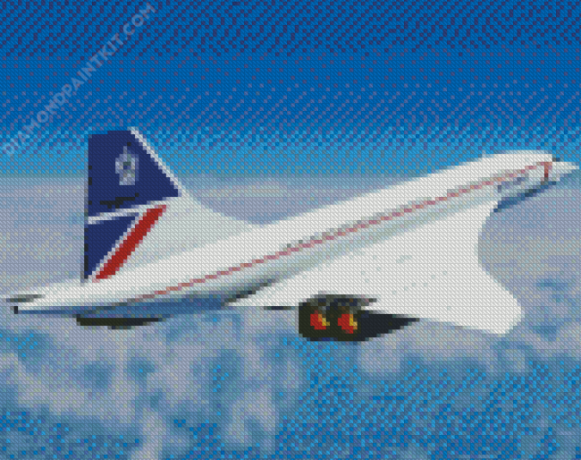 White Concorde Supersonic Airliner diamond painting