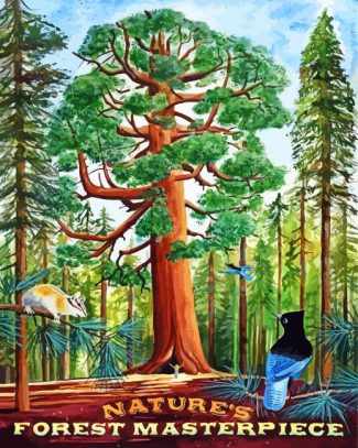 Sequoi Tree Illustration diamond painting