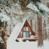 Cozy Snowfall Forest Cabin diamond paintings