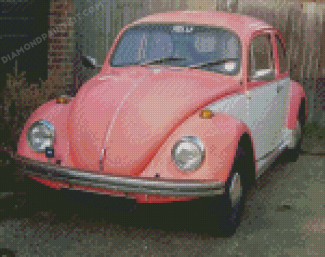 Pink Vintage Volkswagen Beetle Diamond Painting