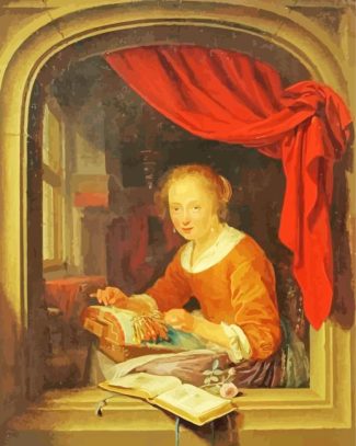 Young Woman Making Lace Diamond Painting