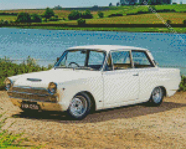 White Ford Cortina Diamond Painting