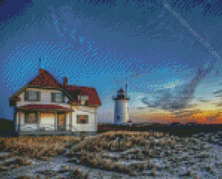 Sunset Over Race Point Lighthouse Diamond Painting