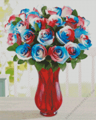 Red And Blue Roses Diamond Painting